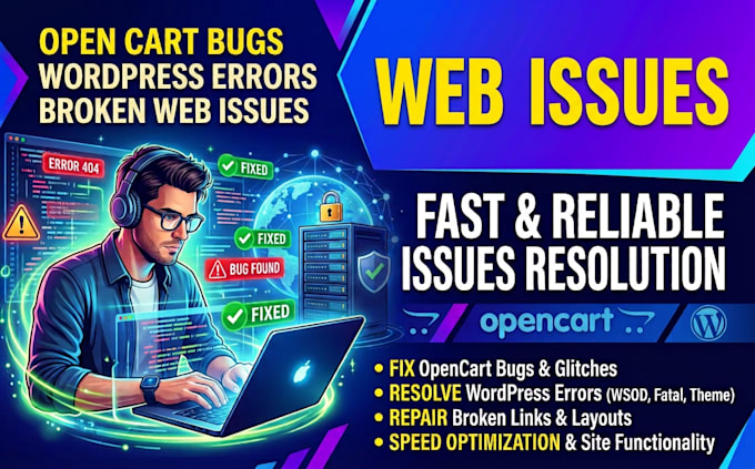 fix open cart bugs wordpress errors broken web issues in opencart online store