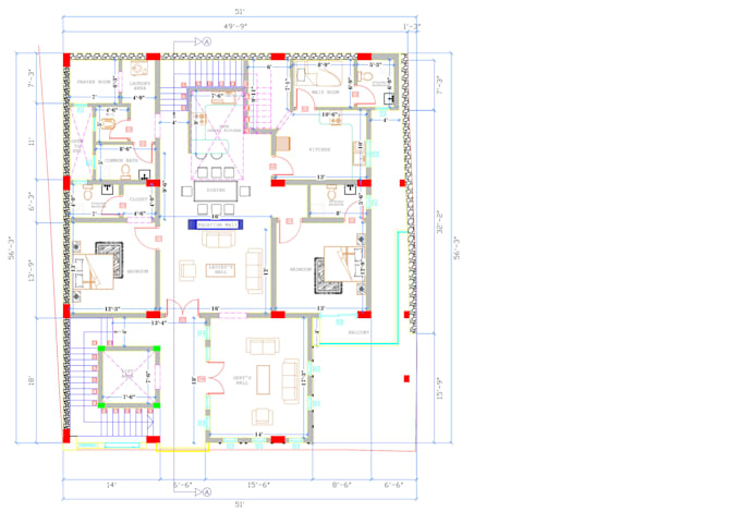 draw your 2d house plan in autocad