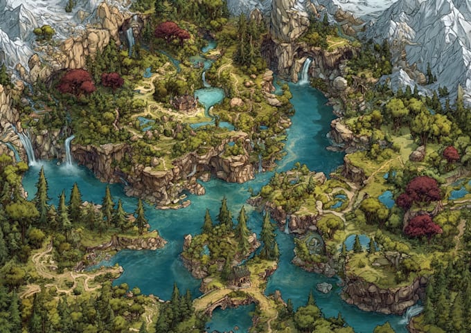 draw fantasy map or ship illustration with cool details