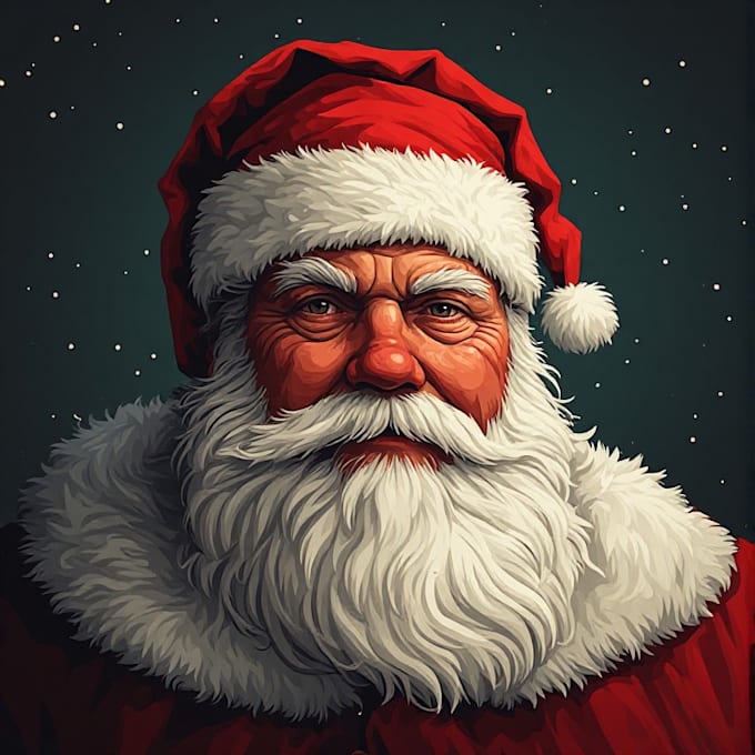 draw a custom santa claus portrait illustration