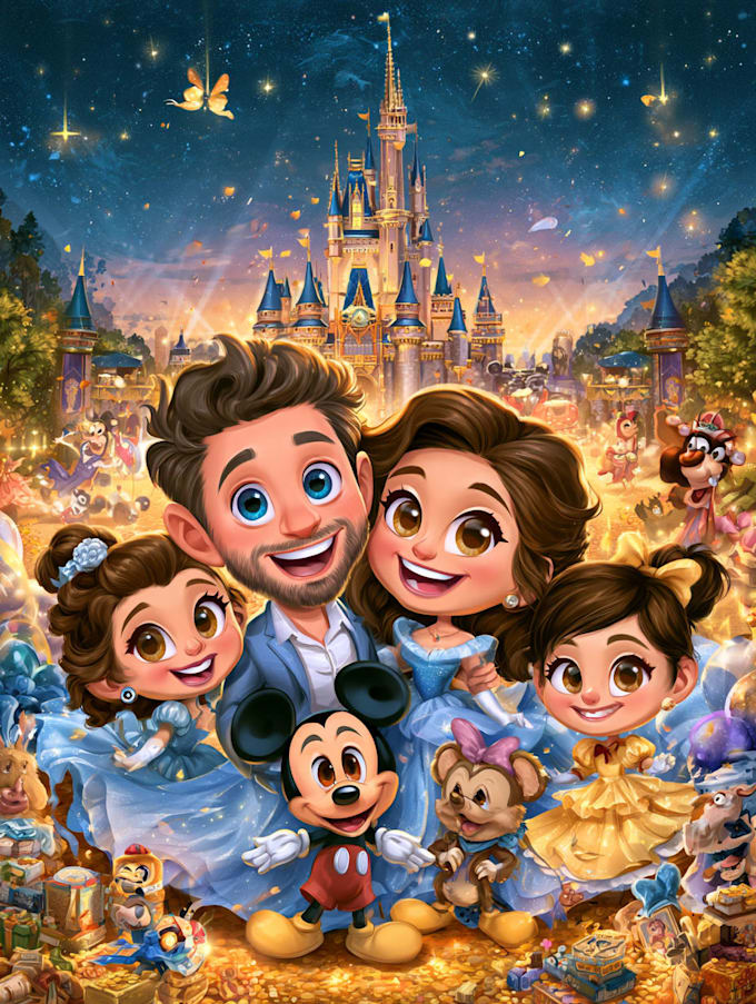 make a disney cartoon illustration