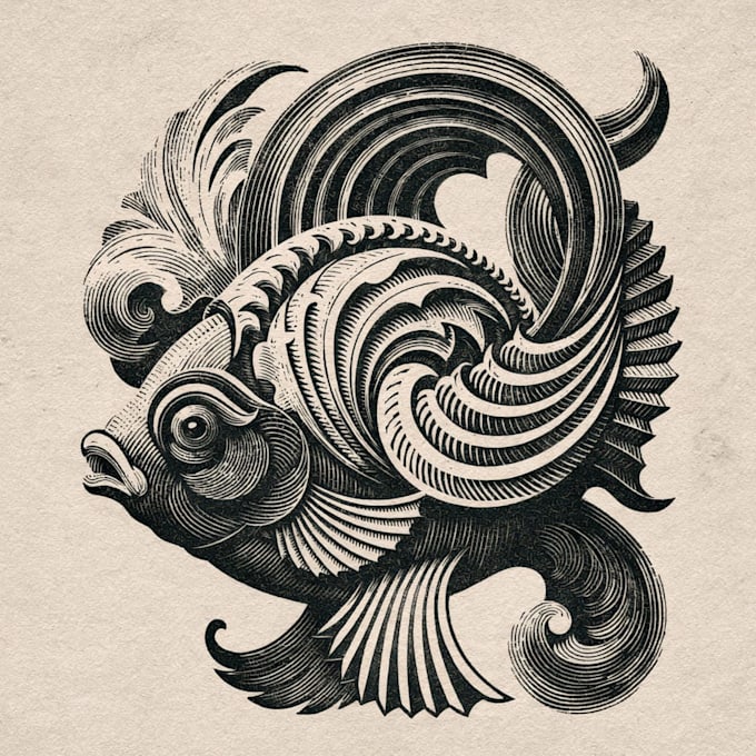 create a true woodcut or linocut illustration