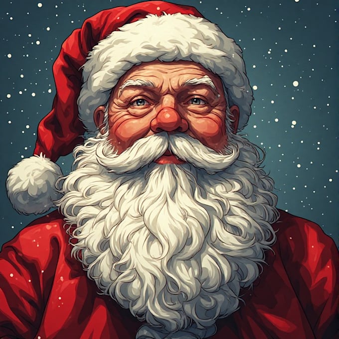 draw custom santa portrait illustrations