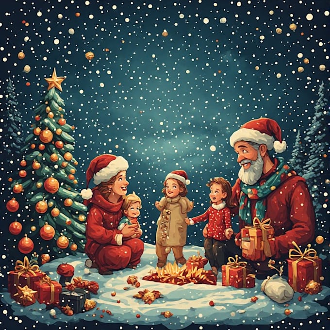draw custom christmas caricatures for winter