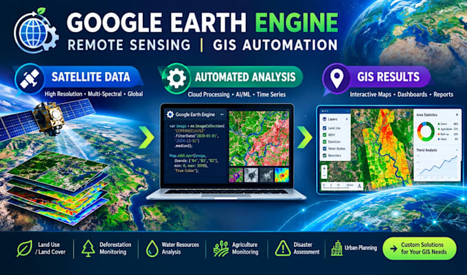 do gis analysis and automate remote sensing  using google earth engine
