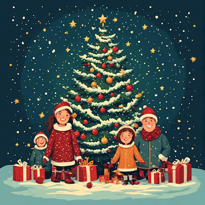 draw custom christmas caricatures for winter