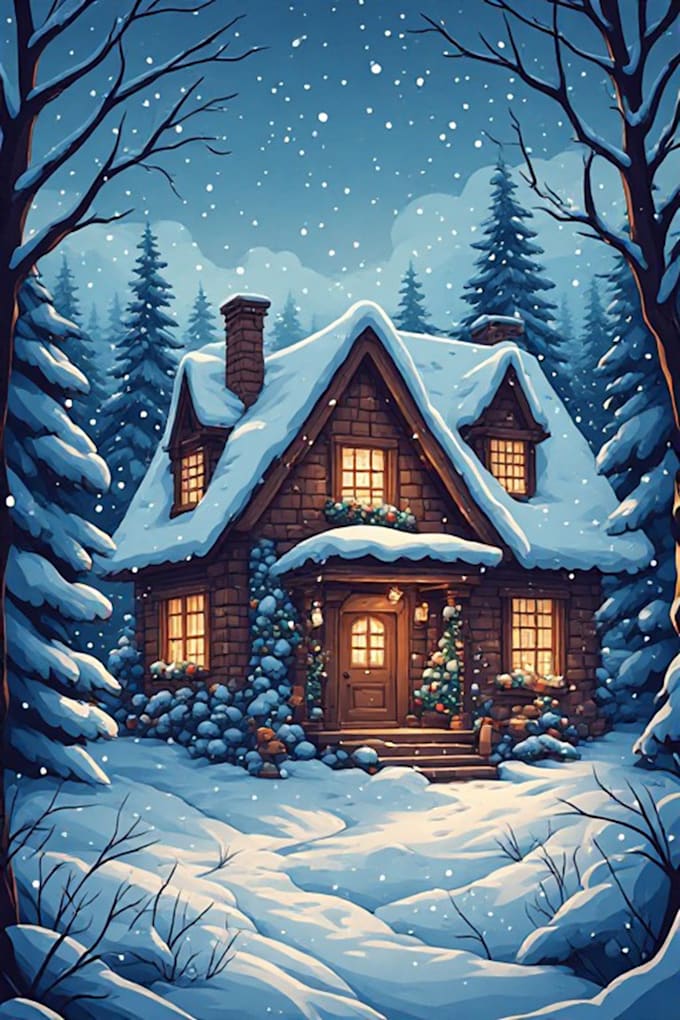 design cinematic christmas winter scene illustrations