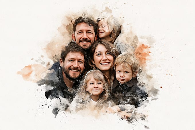 custom watercolor family portrait
