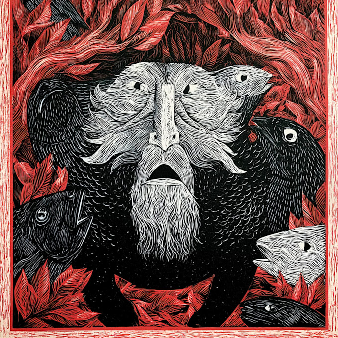 do draw high quality illustration in linocut style