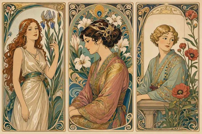 create illustrations in art nouveau style