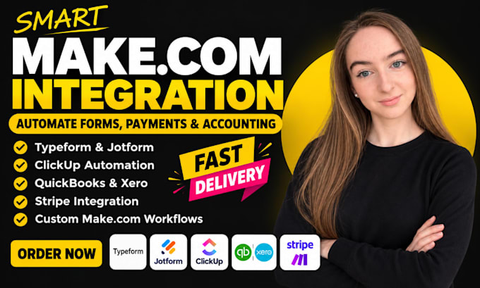 integrate typeform jotform clickup quickbooks xero stripe with make com