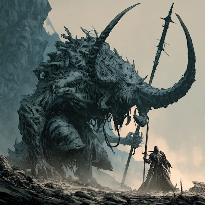 draw monster, creature, fantasy character, for game or comic