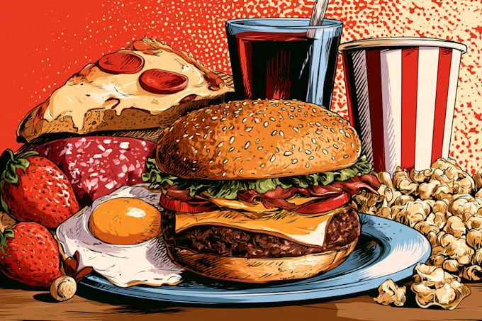 food pop art illustration