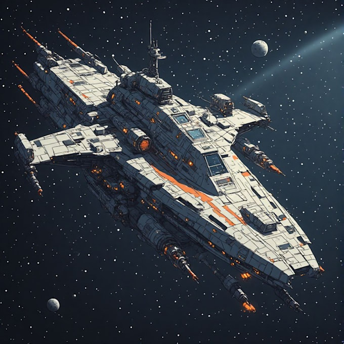 design professional futuristic spaceship artwork