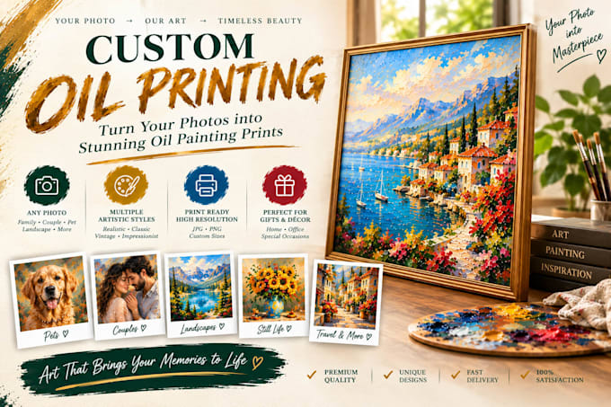 transform your photos into beautiful custom oil painting