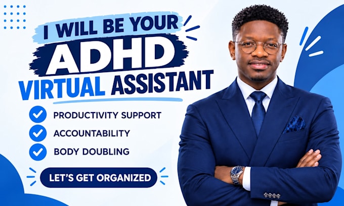 adhd virtual assistant for productivity, accountability and body doubling