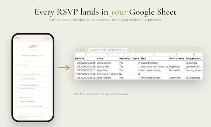 create a custom wedding website with rsvp that saves to google sheets