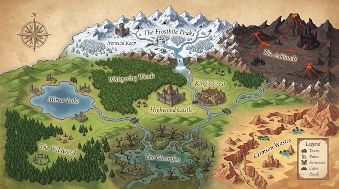 design rpg map, fantasy map, game map, adventure and fictional maps
