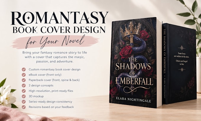 design a romantasy book cover for your novel