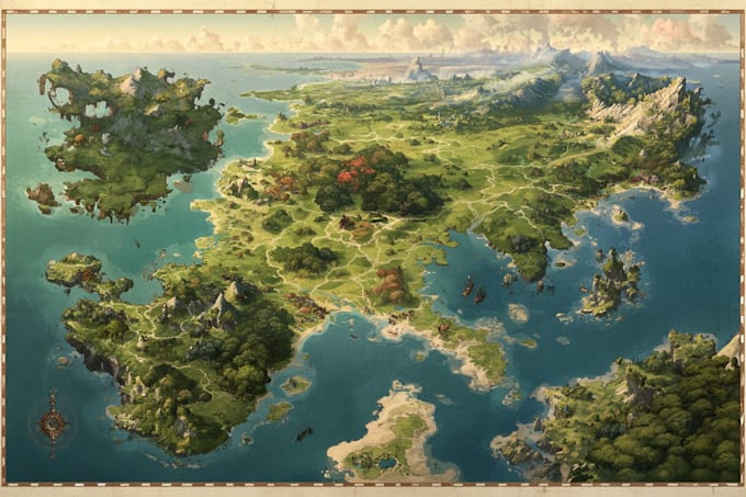 draw a fantasy map, vector map illustration vector