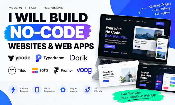 build ycode typedream dorik tilda softr framer voog websites no code web apps