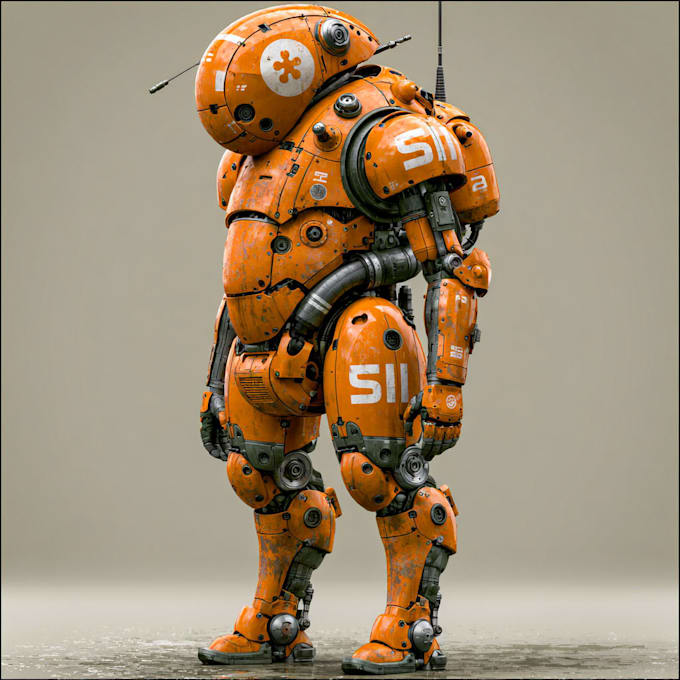 create a detailed mech and robot concept art