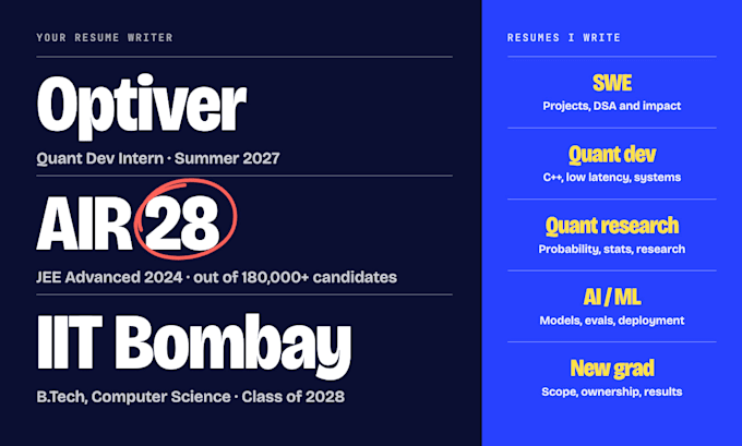 write your tech or quant resume that gets shortlisted at top companies