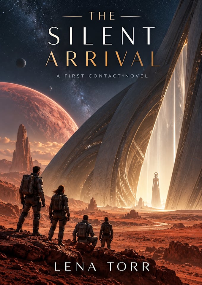 create futuristic sci fi book cover designs with cinematic artwork