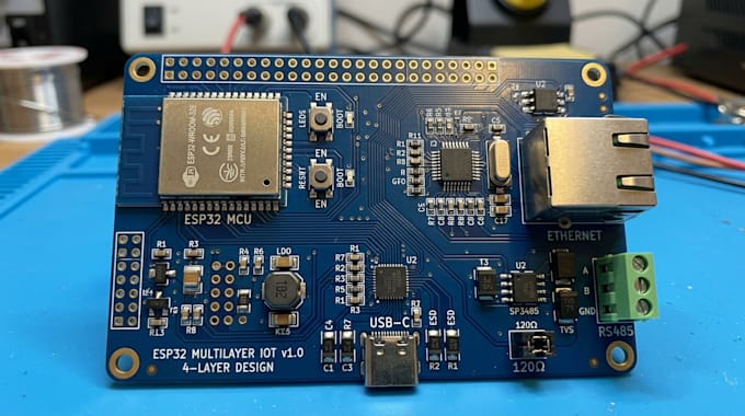 design multilayer pcb with esp32 rs485 usb c and ethernet connectivity