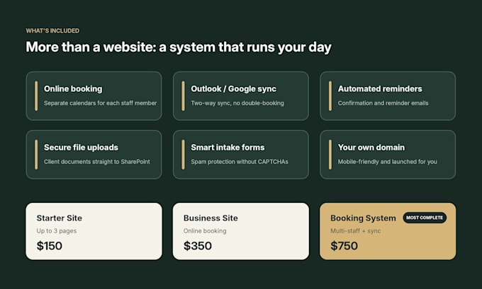 build a small business website with online booking and calendar sync