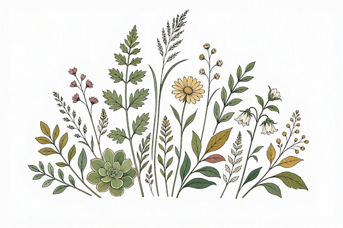 create botanical vector art for packaging and stationery