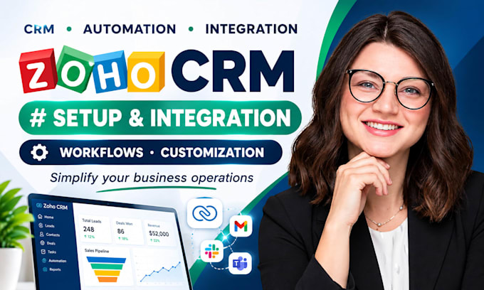 zoho CRM integration, API, webhooks, data sync, app connectors, and bug fixing