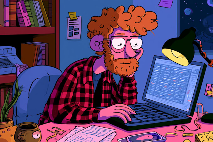 draw a cute and funny cartoon illustration