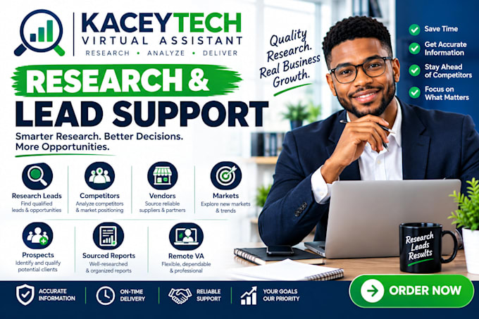 research leads competitors vendors markets prospects sourced reports remote va