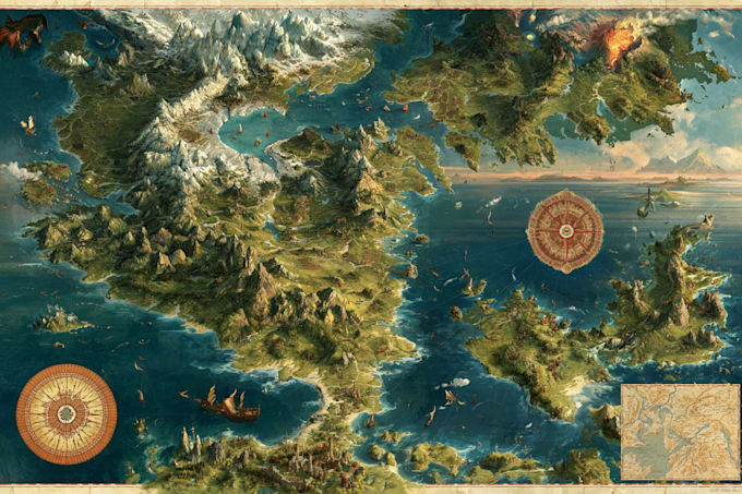 draw a fantasy map illustration