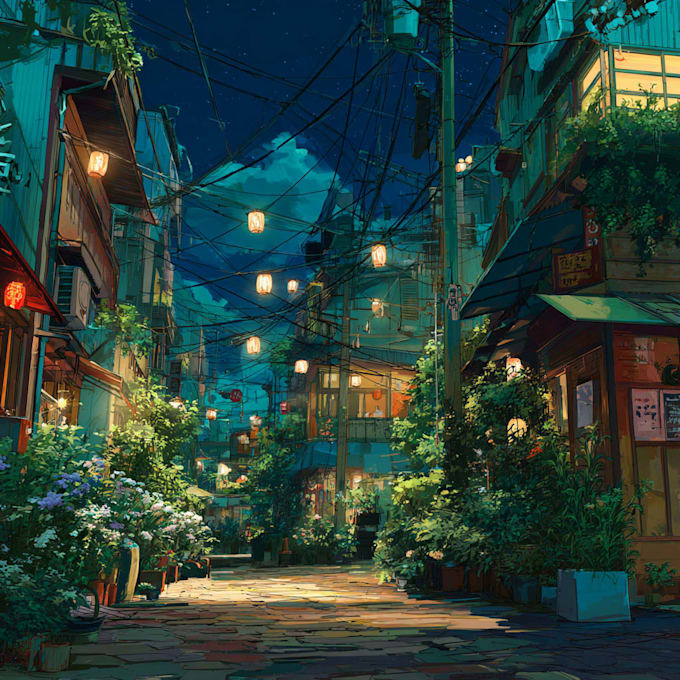 draw anime vtuber streaming background art illustration