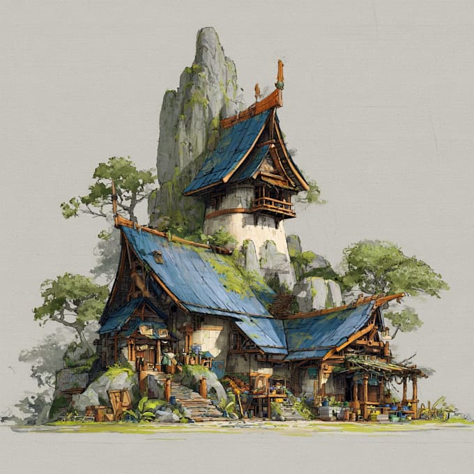 create 2d environment concept art, design, illustration for