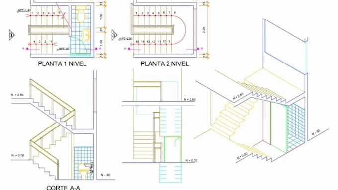 design modern staircase in 2d, 3d with realistic rendering