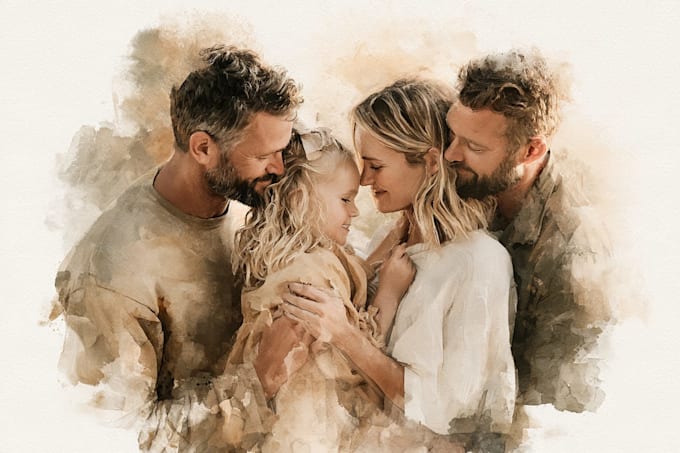 custom watercolor family portrait