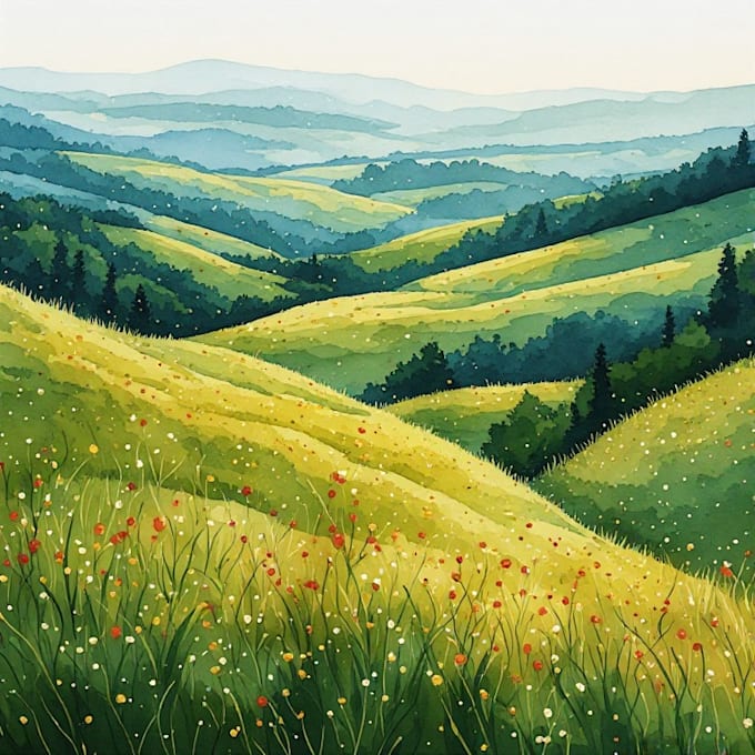 Draw a watercolor landscape illustration by Pixmira | Fiverr