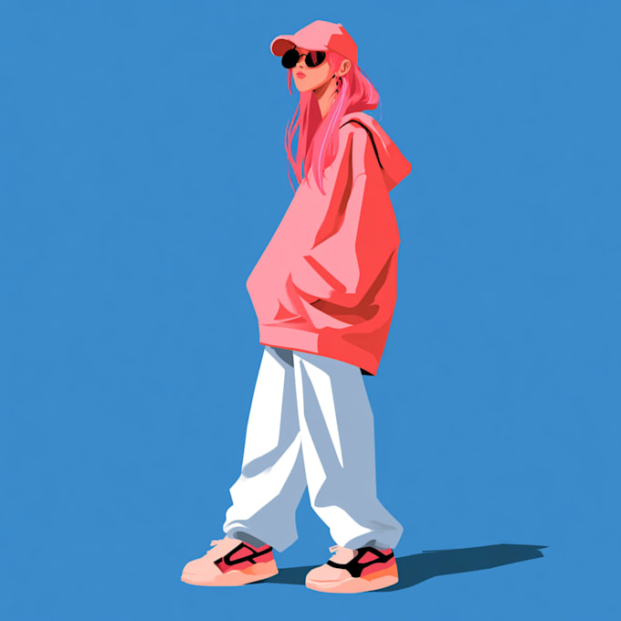 create a simple flat character illustration for you
