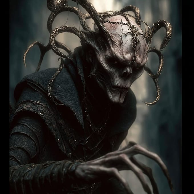 illustrate haunting ghost characters and supernatural beings