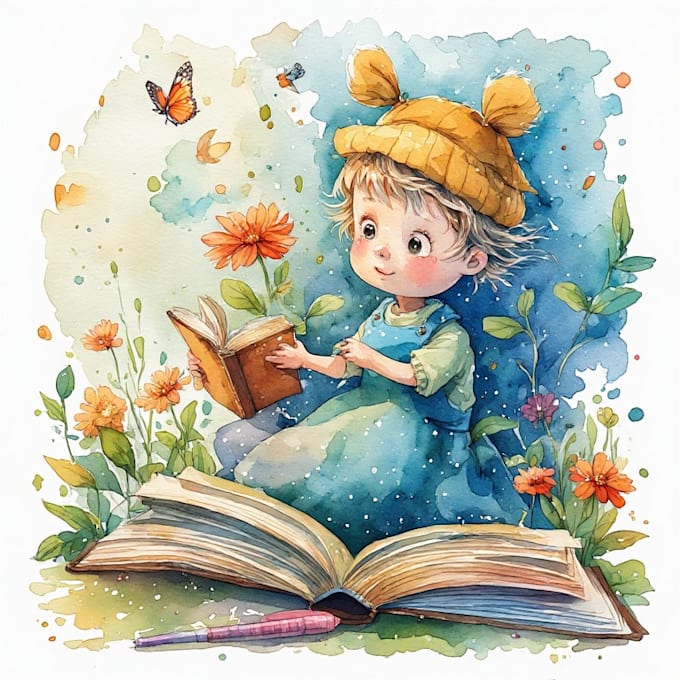 create hand painted watercolour children book illustrations