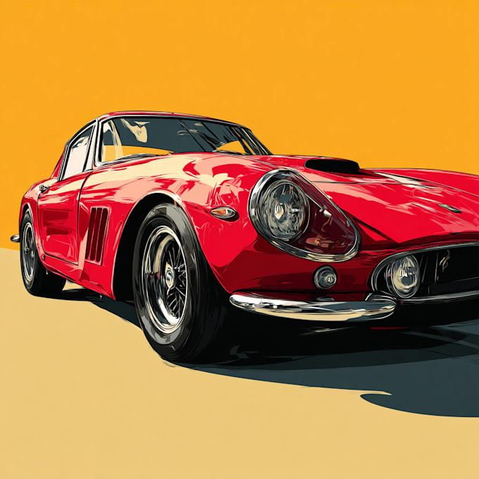 create a high quality custom car portrait illustration