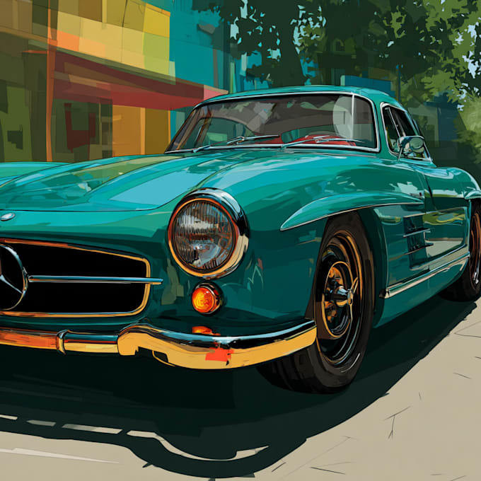 transform your car photo into a cartoon illustration