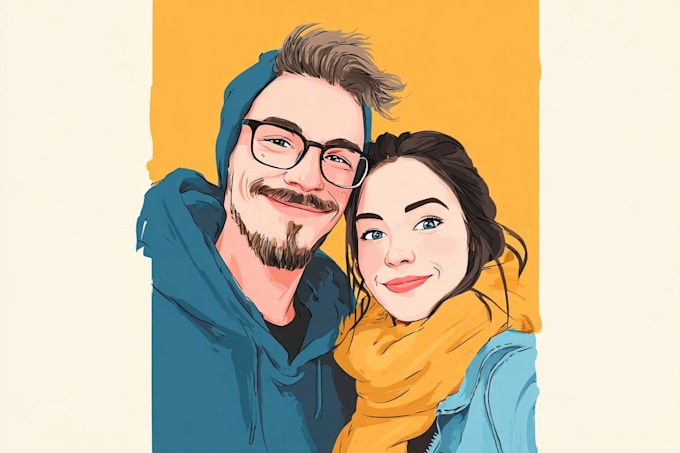 draw couple portrait illustration