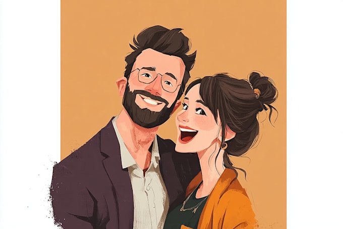 couple portrait wedding portrait illustration