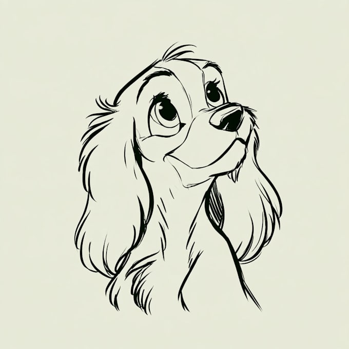 draw vector line art dog or pet portraits