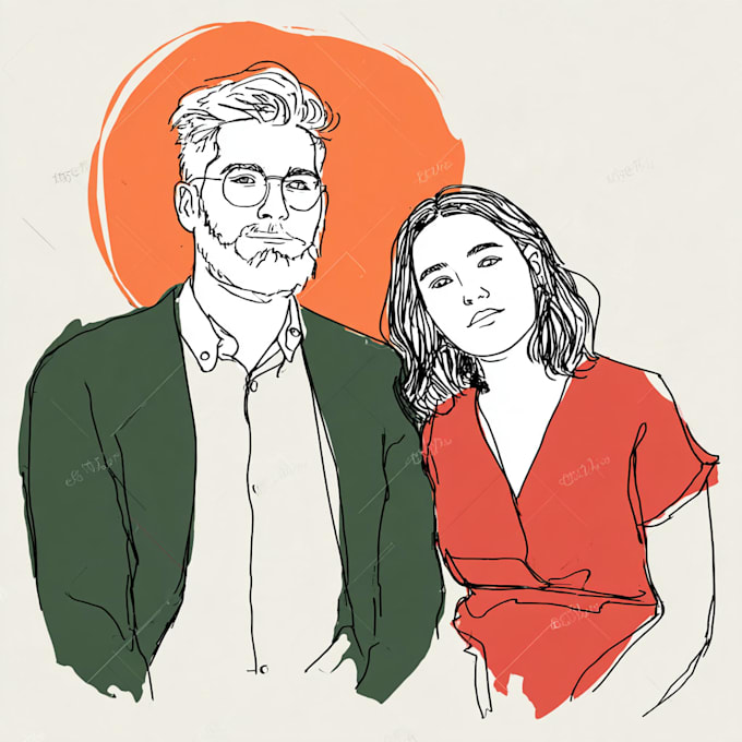 draw couple portrait wedding portrait illustration