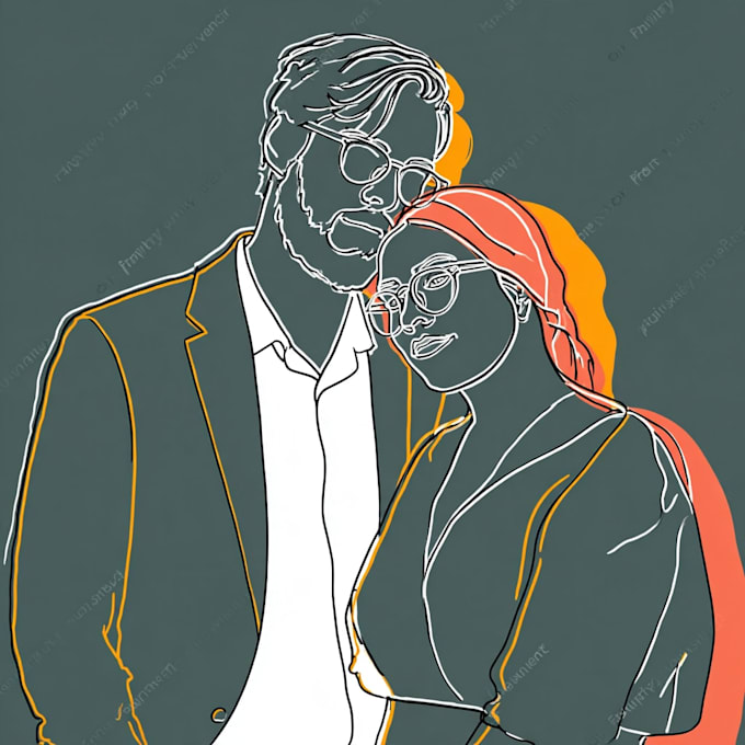 draw a cute cartoon couple portrait